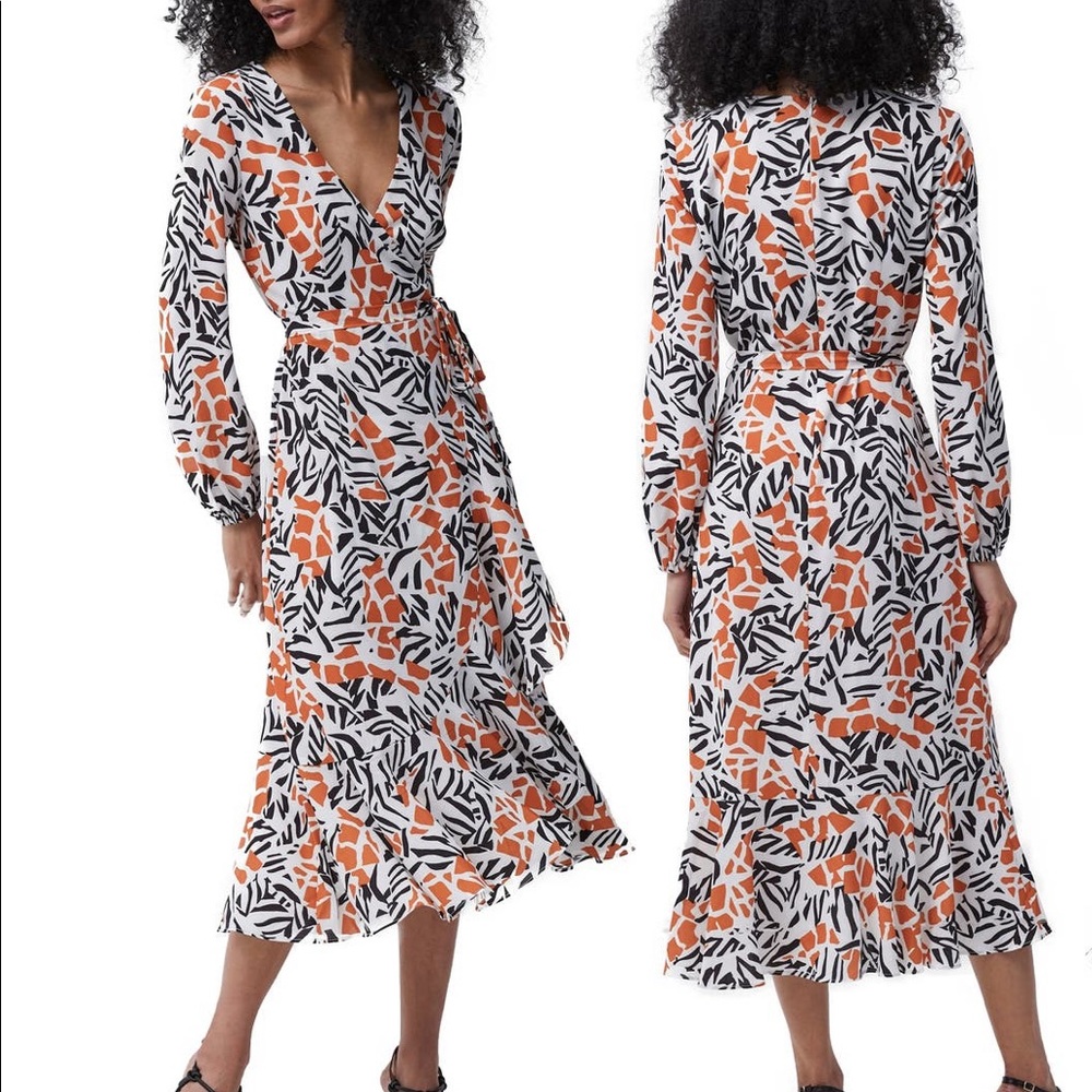 French Connection Afra Verona Long Sleeve Midi Dress
